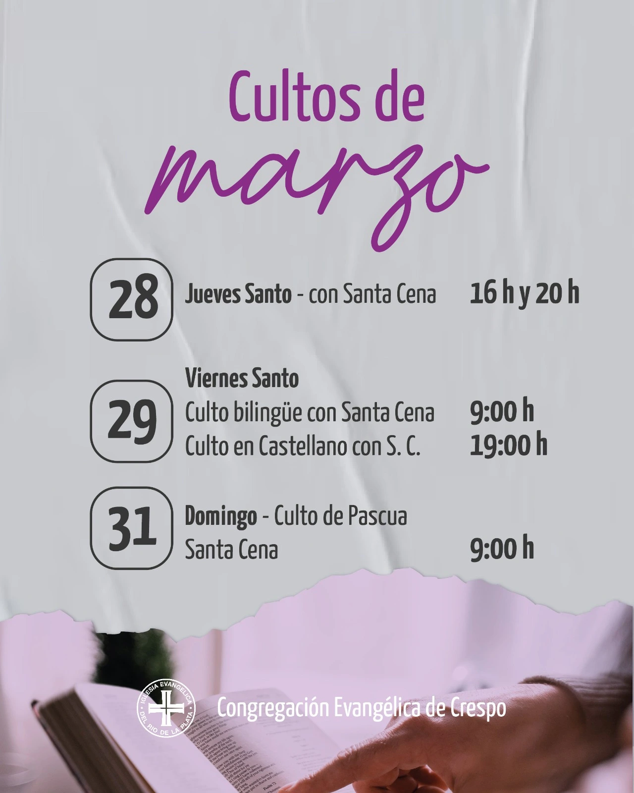 Programa de Semana Santa – Iglesia Evangélica del Río de la Plata