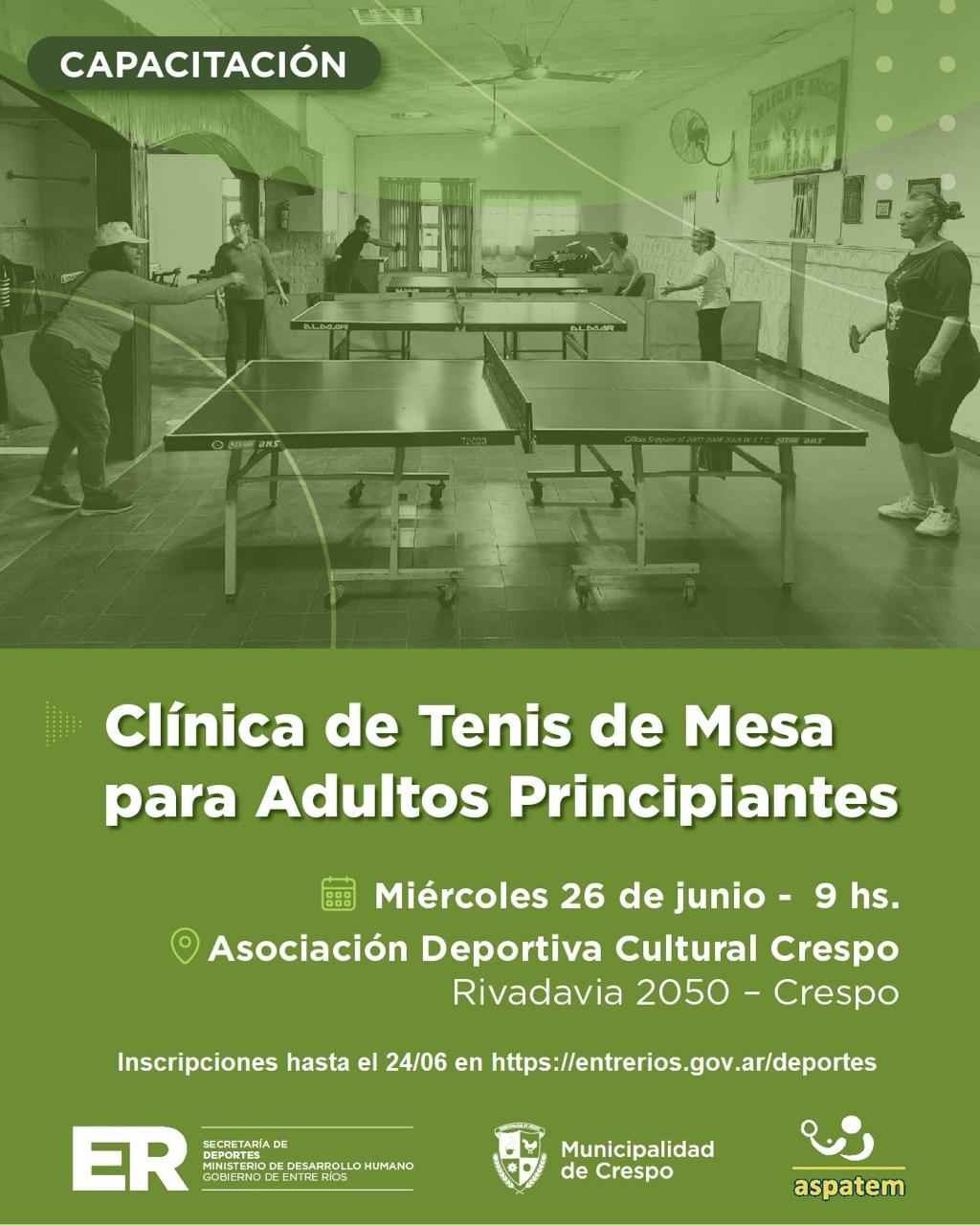 Clínica de Tenis de Mesa para adultos principiantes