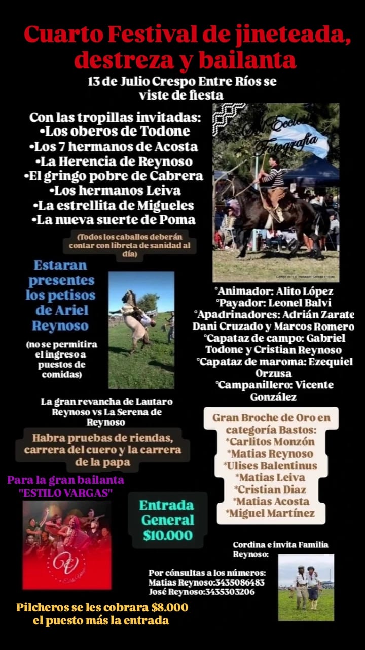FESTIVAL DE JINETEADA, DESTREZA Y BAILANTA