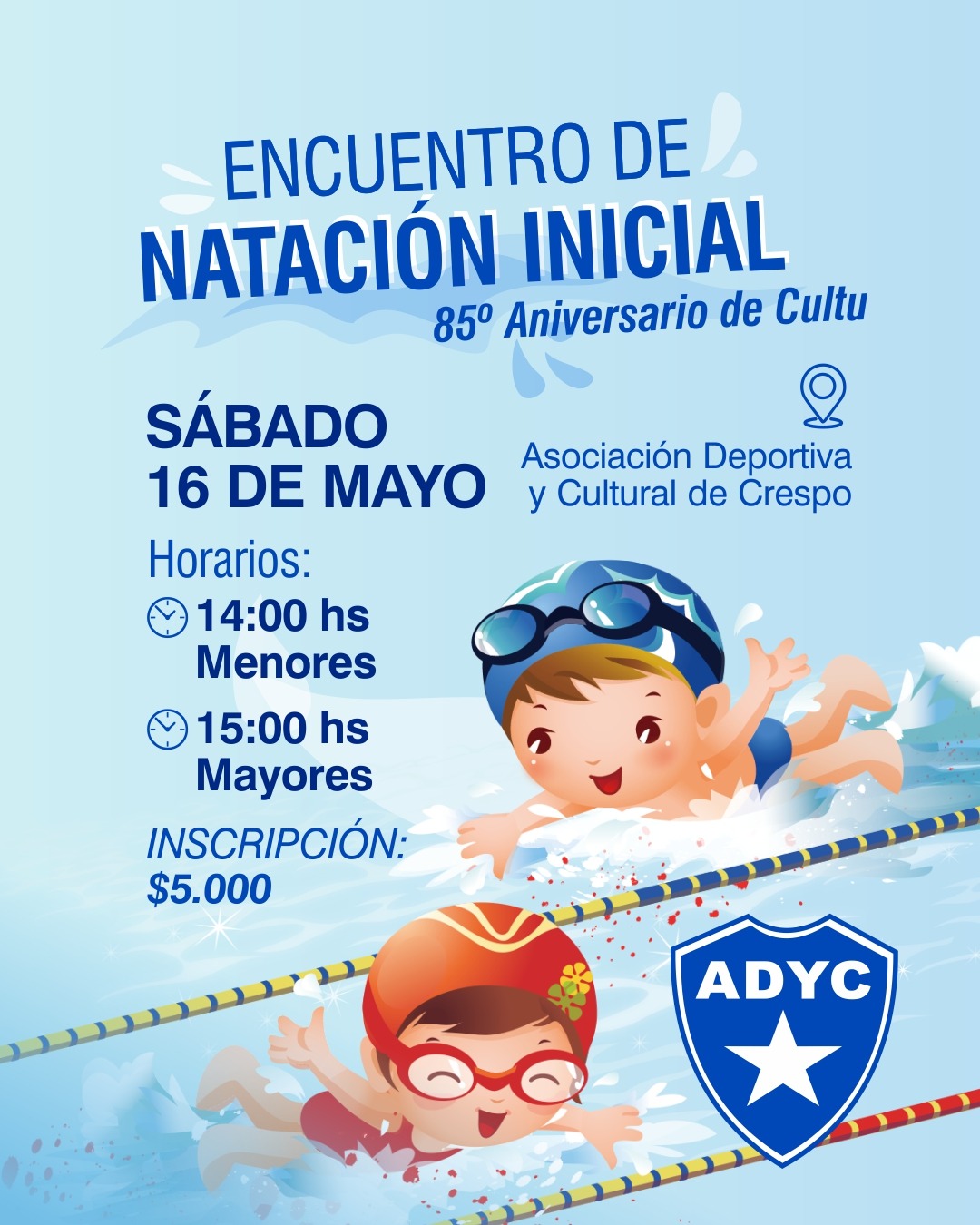 ENCUENTRO DE NATACIÓN INICIAL POR LOS 85º AÑOS DE CULTU
