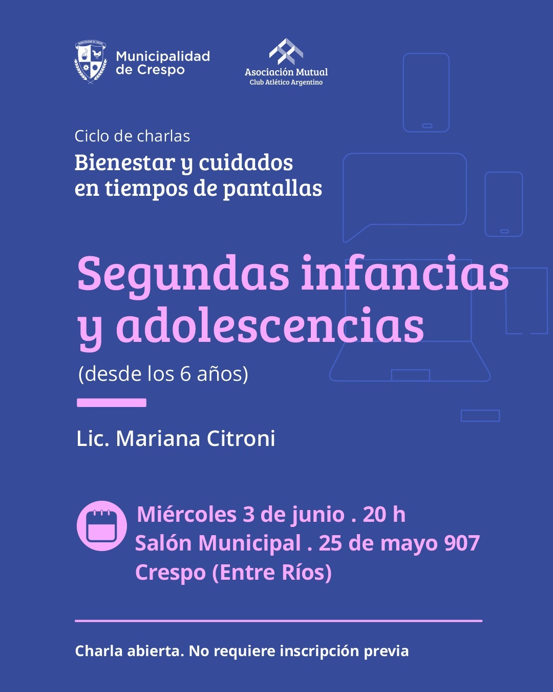 CICLO DE CHARLAS: BIENESTAR Y CUIDADOS EN TIEMPOS DE PANTALLAS