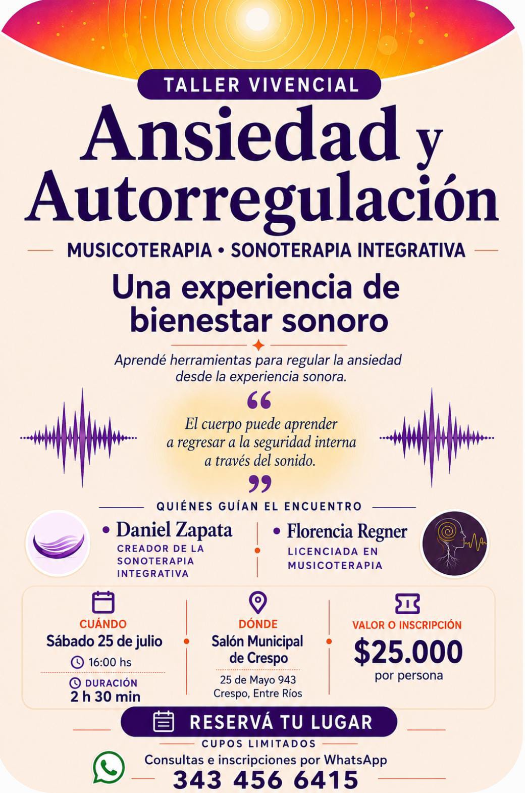 TALLER VIVENCIAL: ANSIEDAD Y AUTORREGULACIÓN
