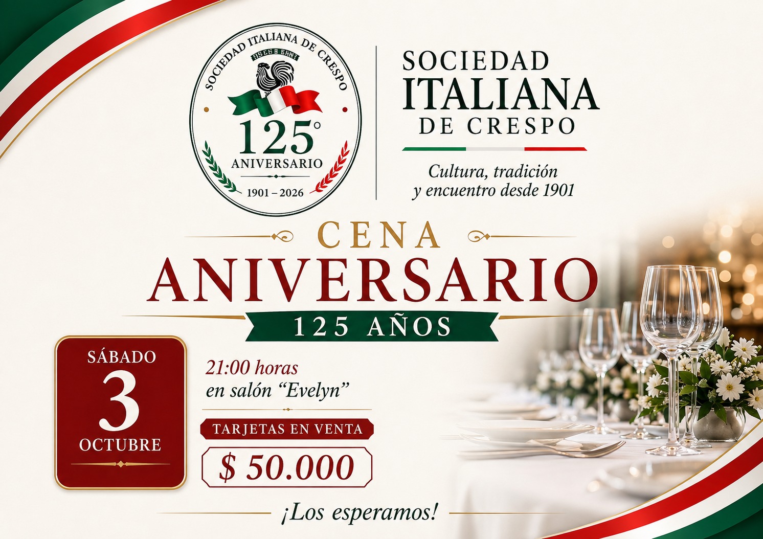 CENA '125º ANIVERSARIO DE LA SOCIEDAD ITALIANA'